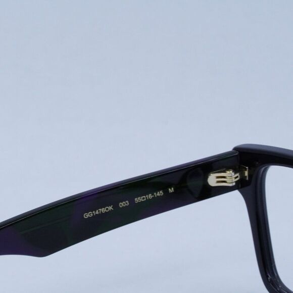 🕶️ New Gucci GG1476OK 003 Eyeglasses - Black/Purple And Green Havana Frame - Picture 7 of 9